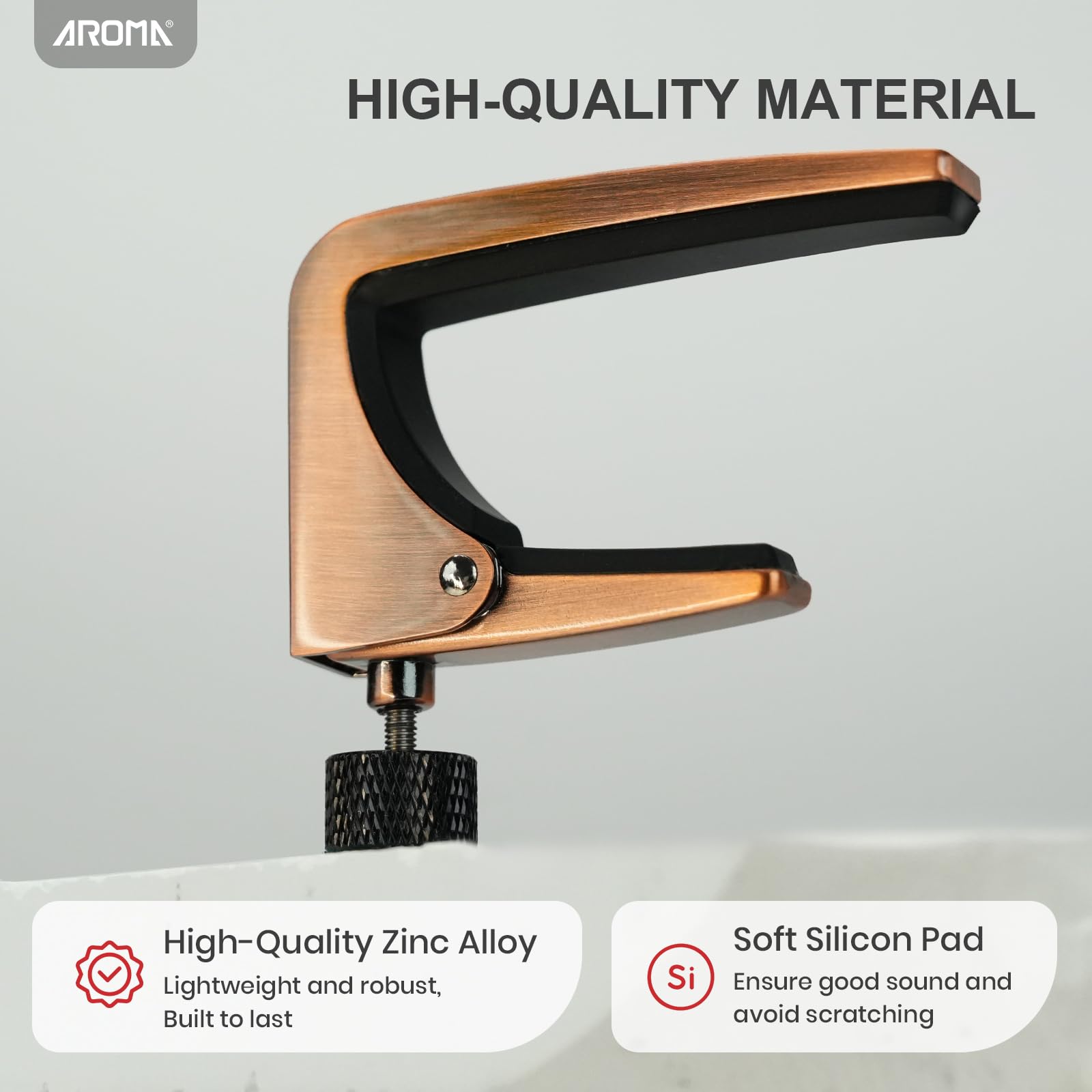 Aroma Guitar Capo Adjustable Tension Performance Capo for 6 Strings Acoustic Electric Guitars, Premium - Image 4