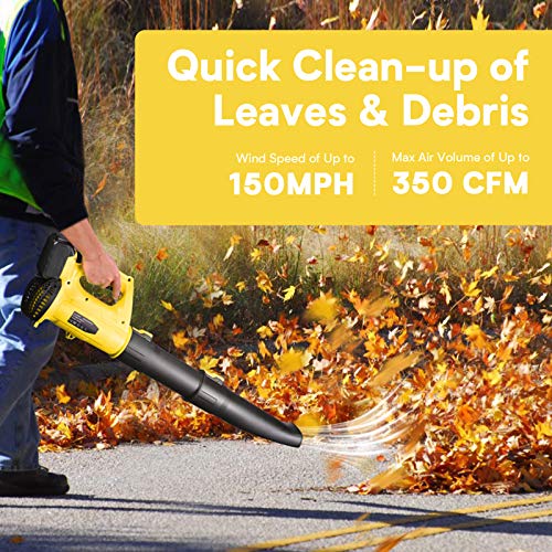 Cordless Leaf Blower - ZIVNIA 350 CFM 150 MPH Battery Leaf Blower with 4.0Ah Battery & Charger, 2 Section Nozzles, 6-Speed Dial, Lightweight Electric Leaf Blower for Lawn Care Snow Debris Yard Work - Thumbnail 2