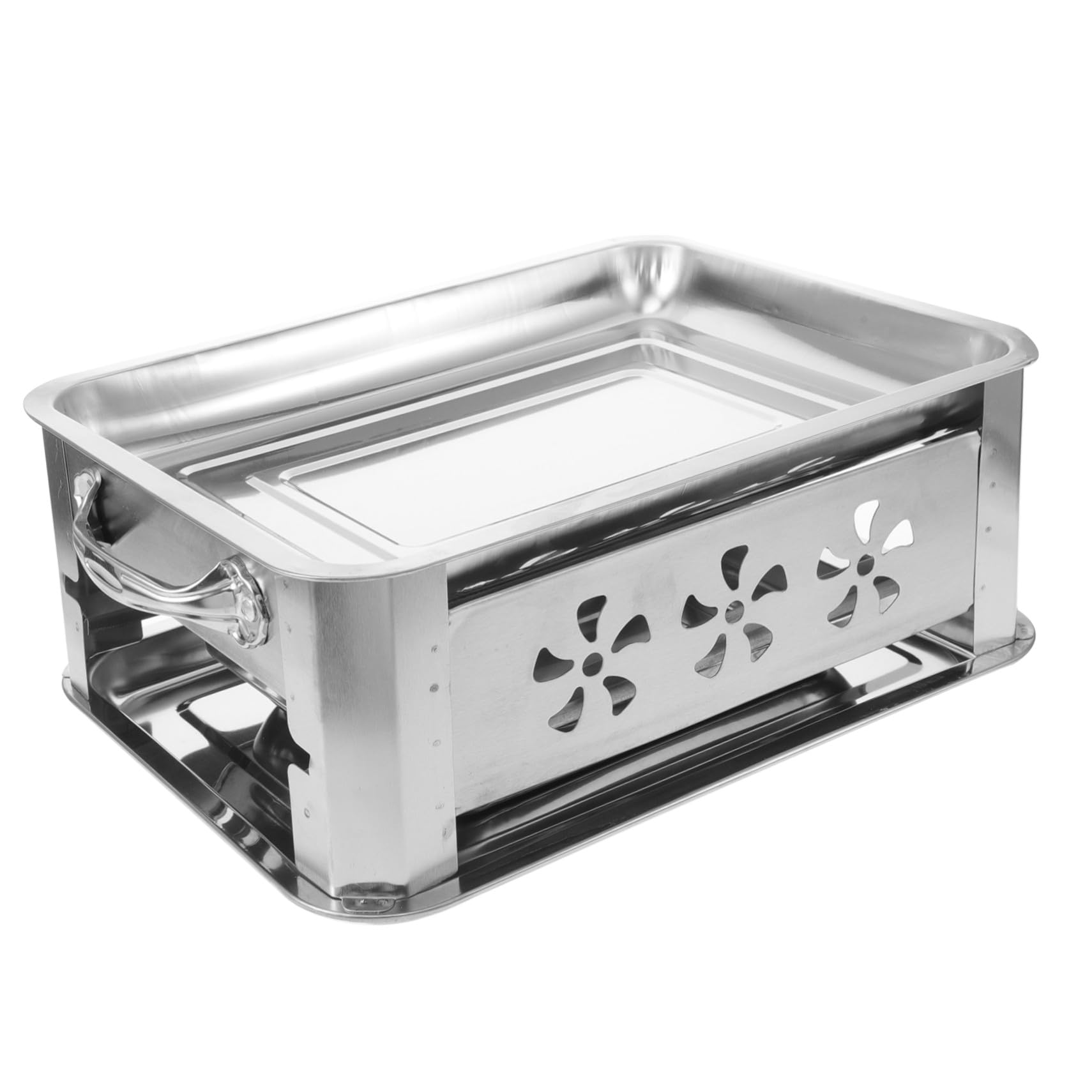 MAGICLULU Edelstahl Buffetpfanne Dickwandig mit Tablett Rechteckige Warmhalteplatte für Grill und Camping Vielseitiger Speisenhalter für Küche und Outdoor