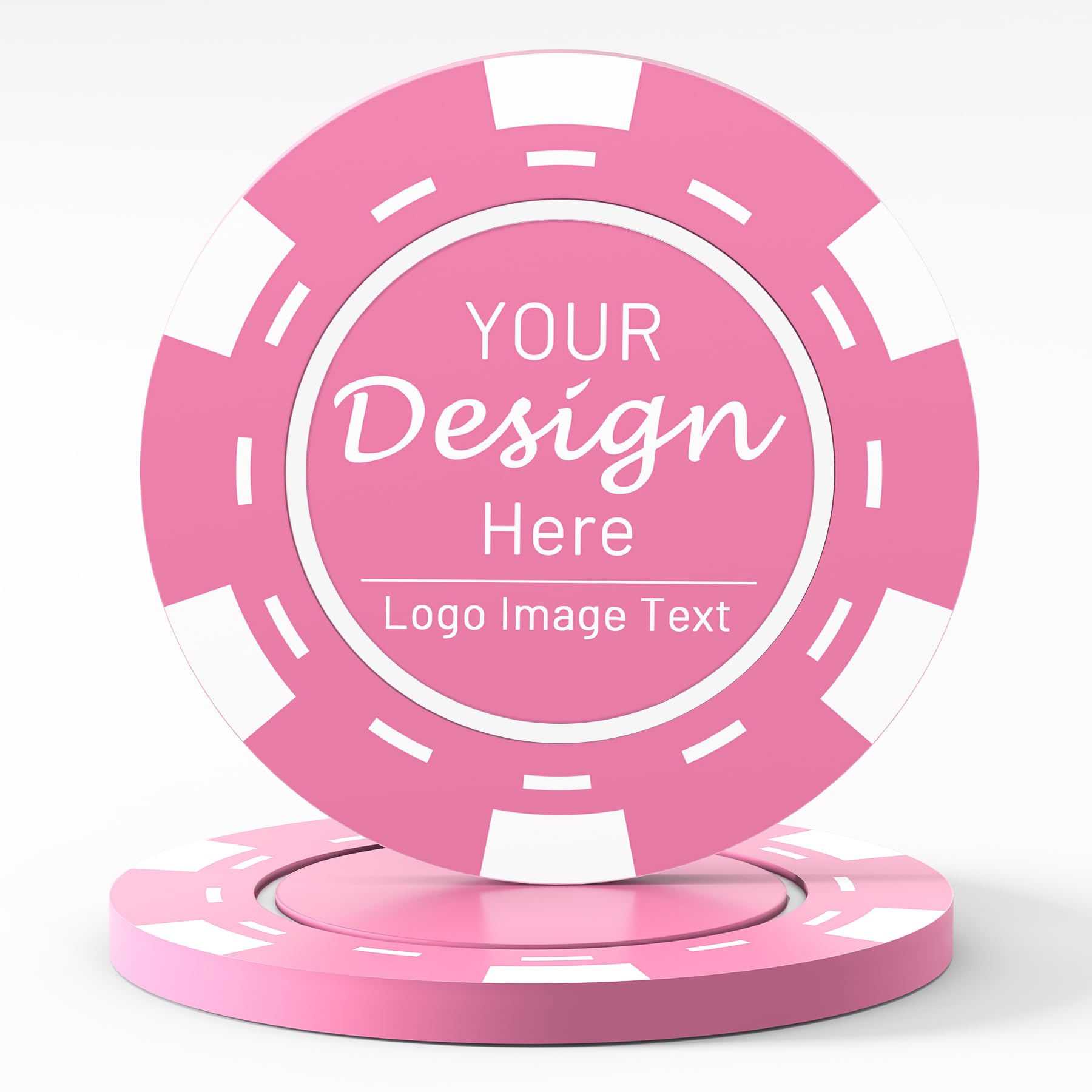Shueewago 100 Custom Plastic Poker Chips for 9 Colors, Personalized Your Image or Text, Double Sided Full Color Print, Put Design on a Chip for Business Cards, Corporate Events, Drink Token (Pink)