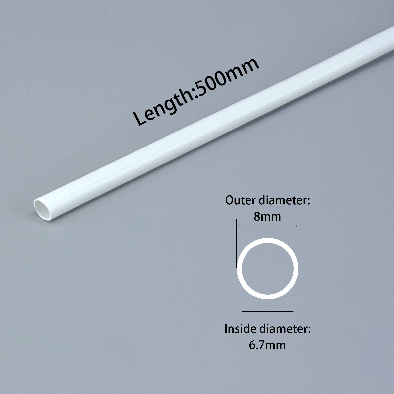 CABINE Abs -Plastikrohr Abs -Rohr Runde Kunststoffrohr Für Modelldekoration Und Modellherstellung, 10 Pcs/Diameter:8Mm Length:500Mm