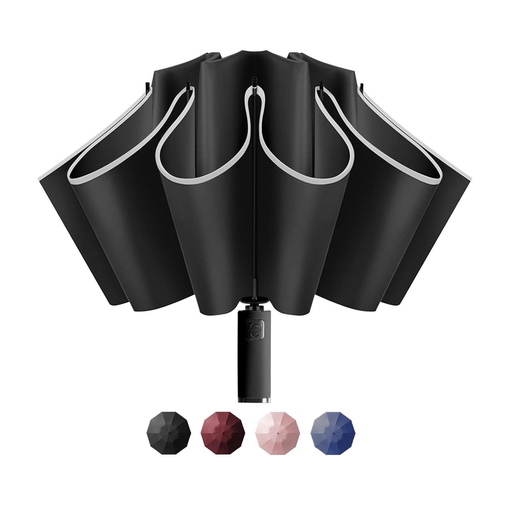 WEKOTEEInverted Travel Umbrella, Automatic Umbrellas for Rain, Windproof Compact Umbrella with Reflective Stripe, Folding Sun Umbrella UV Umbrella, Portable Large Umbrella for Backpack, Lightweight