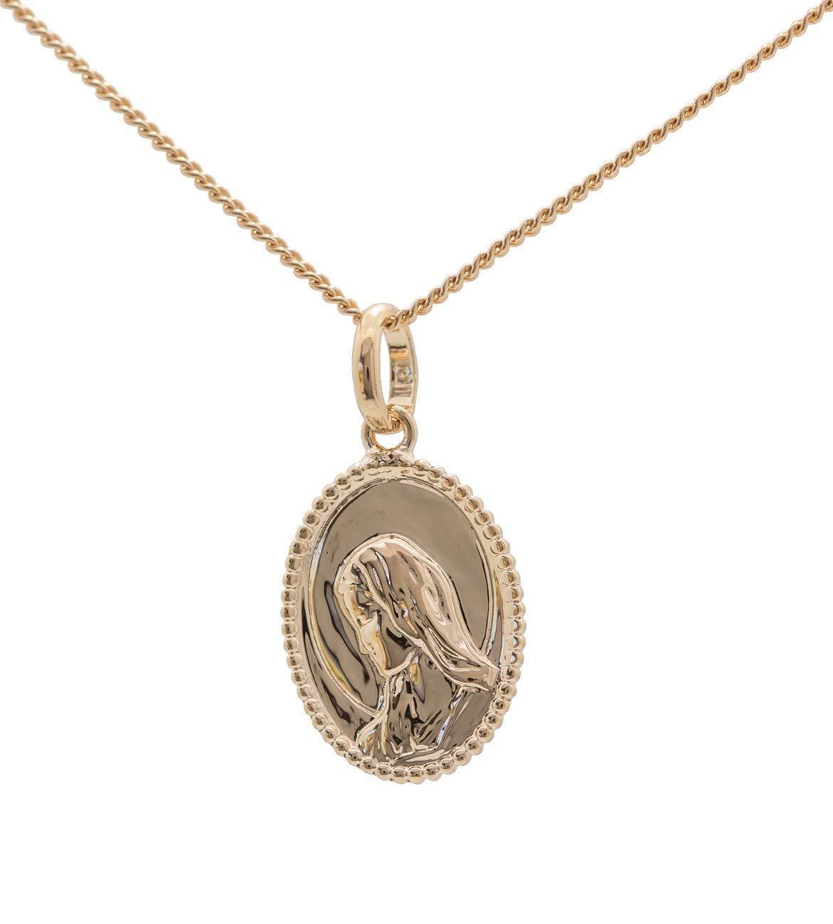Collier avec médaille VIERGE MARIE | plaqué or véritable | chaine de 40cm | Personnalisable avec gravure | ensemble avec boite | Cadeau Femme et enfant