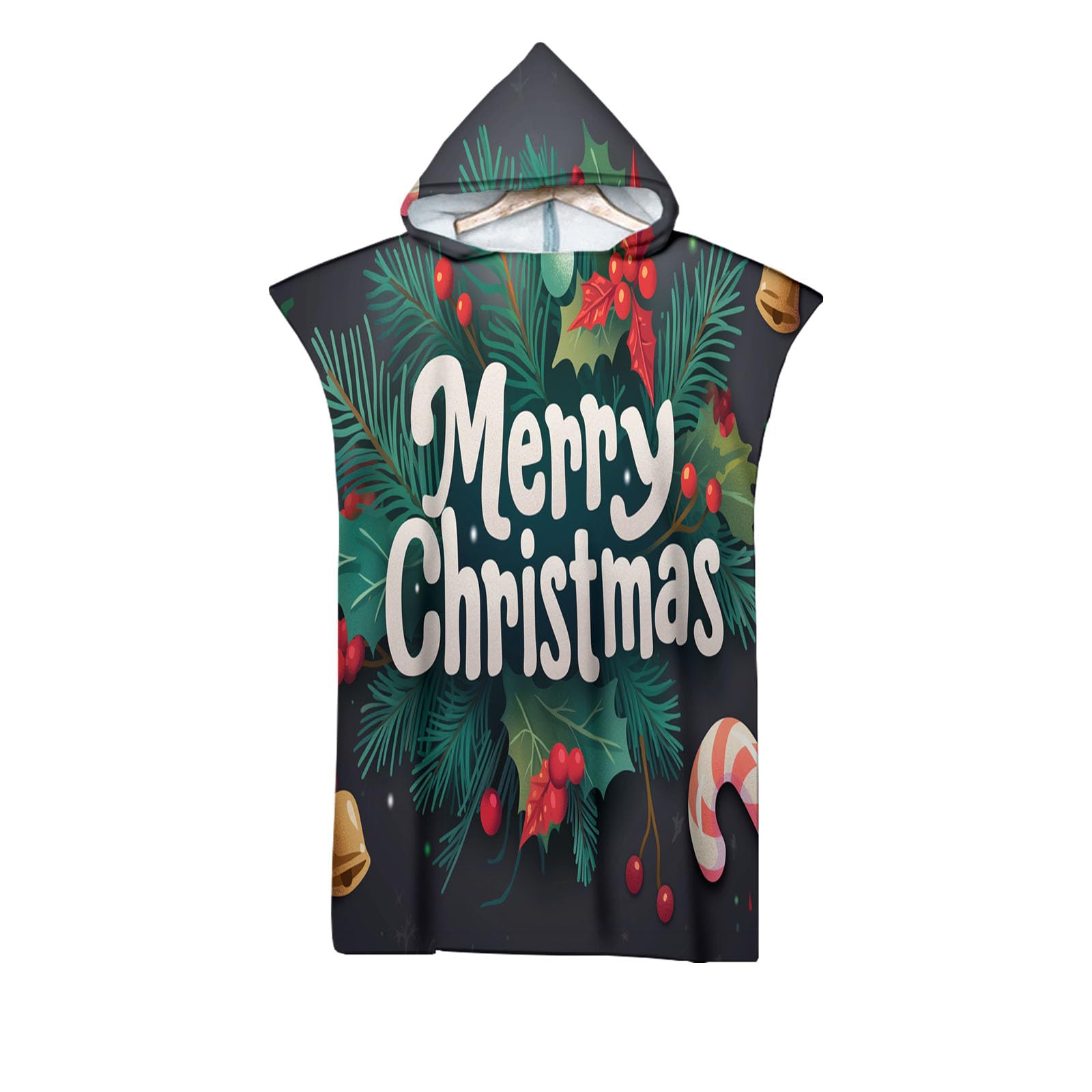 Peignoir à langer microfibre imprimé Noël | Poncho à capuche poids léger et séchage rapide