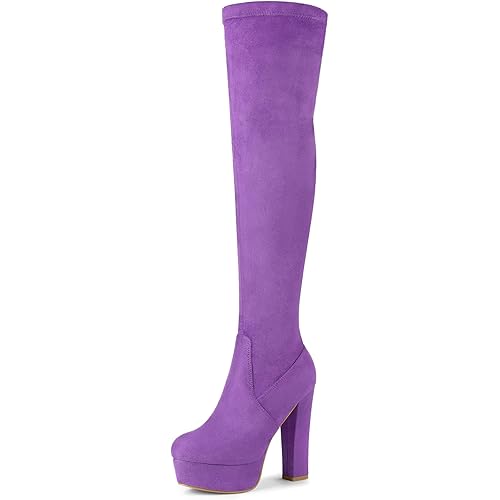 Allegra K Women's Platform Block Heel Over Knee High Boots