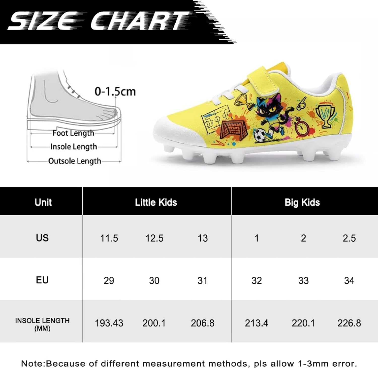 Youth Soccer Cleats Little Boys Girls Athletic Football Shoes Outdoor Firm Ground Soccer Shoes Kids Hand Free Football Cleats Size 1
