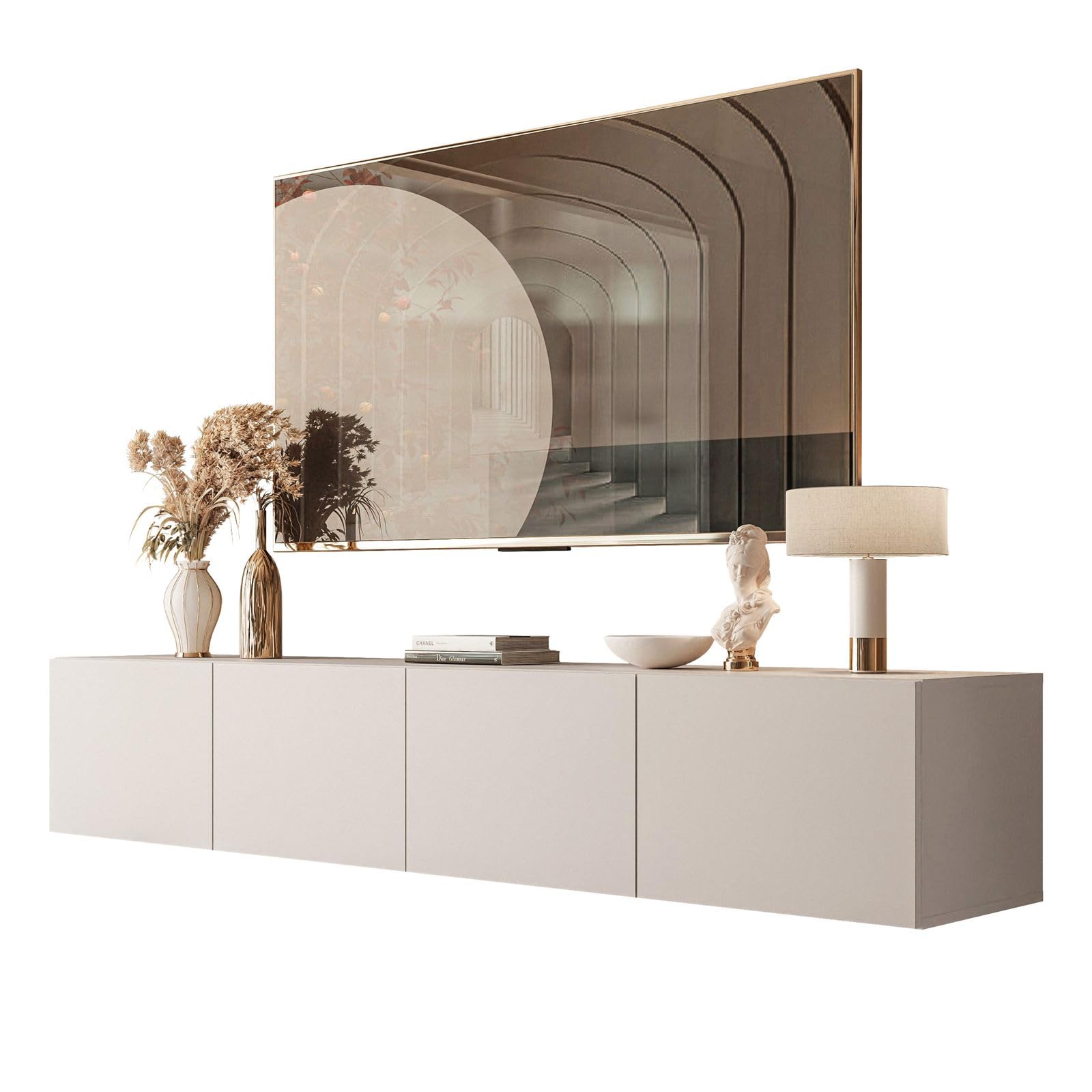 Lookway COLGANTE TV-Schrank 200 cm Kaschmir Matt | Hängende TV-Konsole, Optionale LED-Beleuchtung, Ohne LED-Beleuchtung