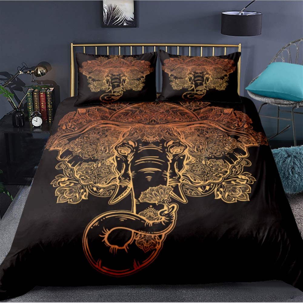 Housse de couette éléphant 3D doré 228x228 cm pour revitaliser une chambre d'enfant sombre