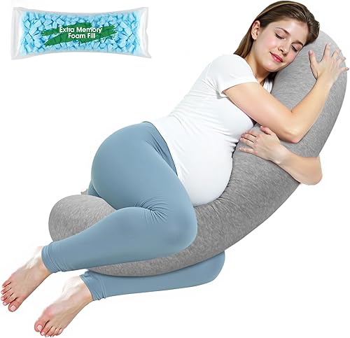 Almohadas de embarazo para dormir, almohada de maternidad en forma de C para mujeres embarazadas, almohada corporal de espuma viscoelástica con