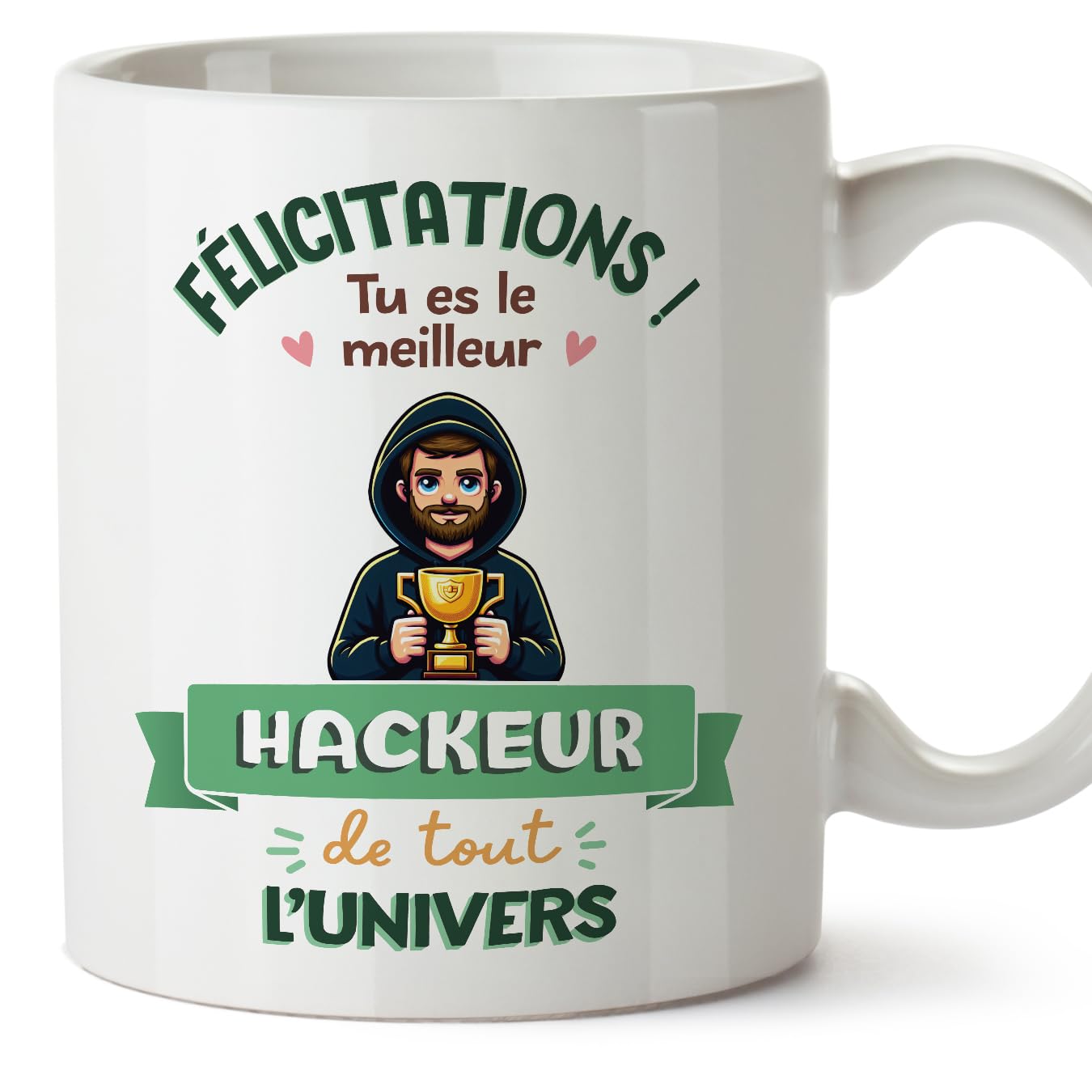 MUGFFINS Hacker Man Mug - in French - Meilleur Univers Trophée - Funny Gift for Colleagues - Ceramic 11oz Mug — image 1