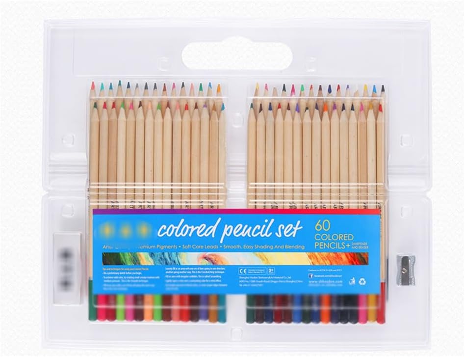 60 Colour Log Blister Box Folding A3 Lead Pencils Drawing and Painting Set