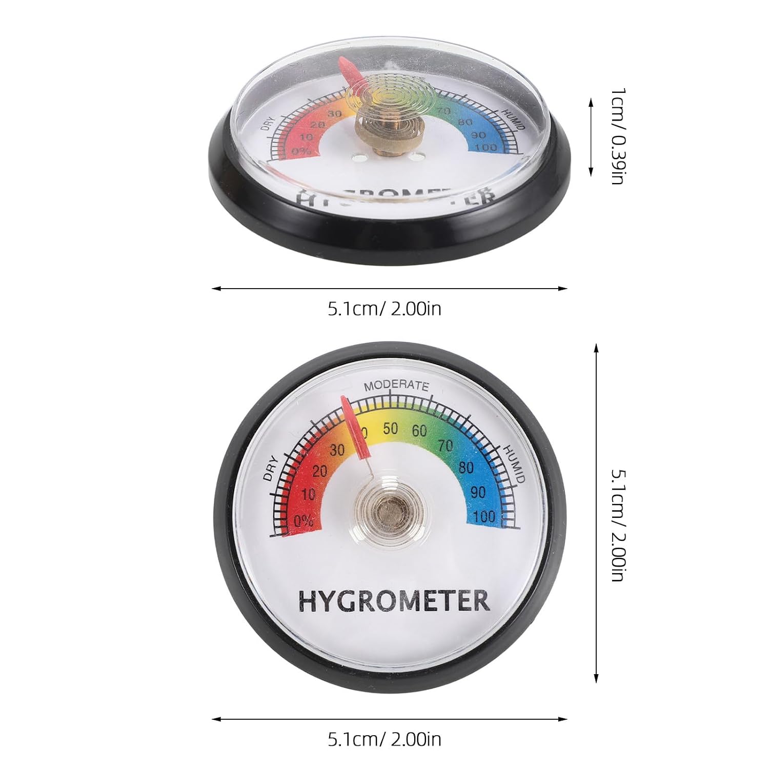 Healifty Terrarium Hygrometers Plastic Material, 5.10x5.10x1.00cm 2pcs with Quick Response Reading for Reptile Tank Suitable for Bearded Dragon and Semiaquatic Reptiles in Vivarium