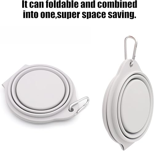 Miniatura 3 de SLSON Cuencos plegables para perros, cuenco doble integrado para perro, sin borde de plástico, 2 en 1, plegable para comida y agua para mascotas,