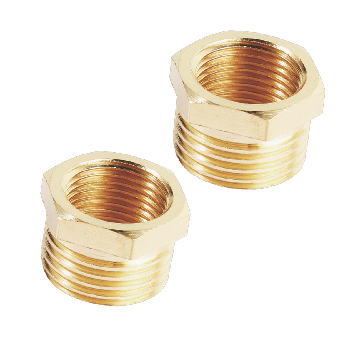 Jenswill Men's 3/4" Npt X 1/2" Npt Fe Brass Reducer Hex Bushing Threaded Pipe Fitting Reducing Adapter Pack Of 2