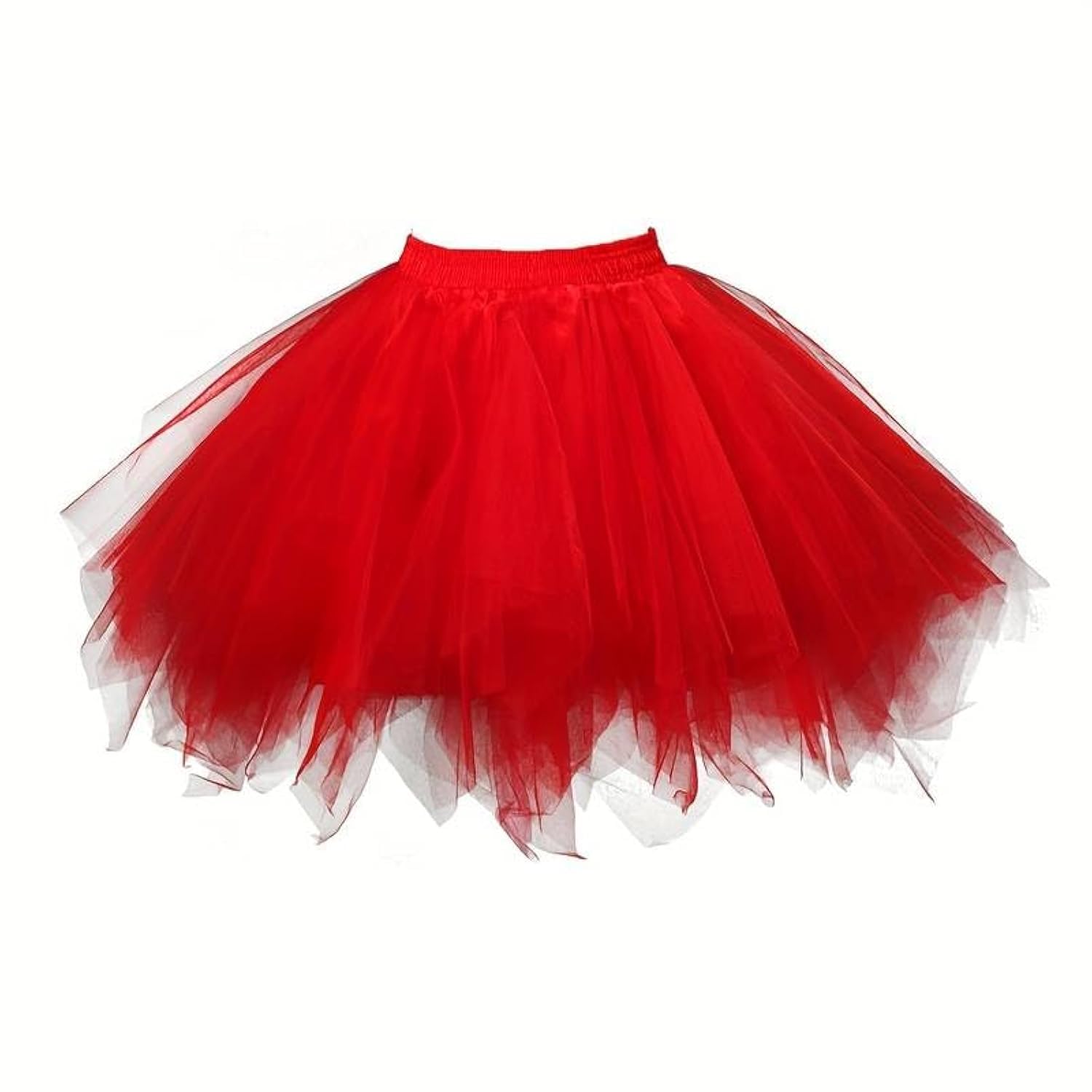 Boolavard Adult Women 80's Tutu Skirt Layered Tulle Petticoat Halloween Tutu (UK, Alpha, S, M, Regular, Regular, Red)