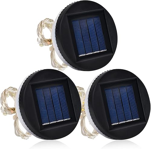 Luces solares para tapa de tarro de masón, 3.15 pulgadas con borde de silicona, color blanco cálido, piezas de repuesto impermeables para linternas
