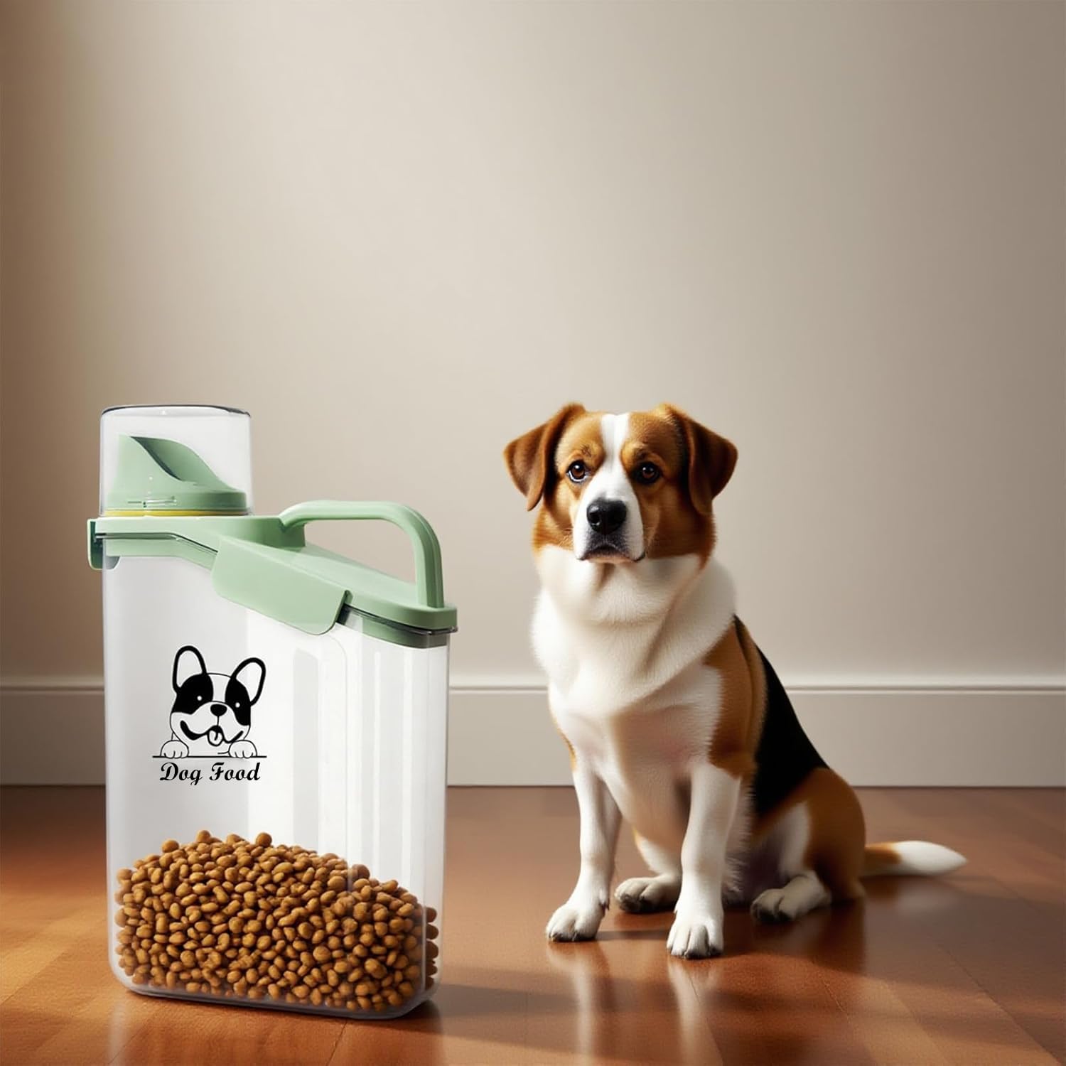 Hundefutter Aufbewahrung 2.8L Tierfutterbehälter Luftdichte Hundefutter Vorratsbehälter Wasserdichter Trockenfutter Aufbewahrung Futteraufbewahrung Für Hunde Bpa-Freier Kunststoff, Transparent,Grün