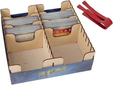 The Broken Token Compact Card Game Organizer - Deluxe Expansion Wood Storage Box with Multiple Dividers and Rows