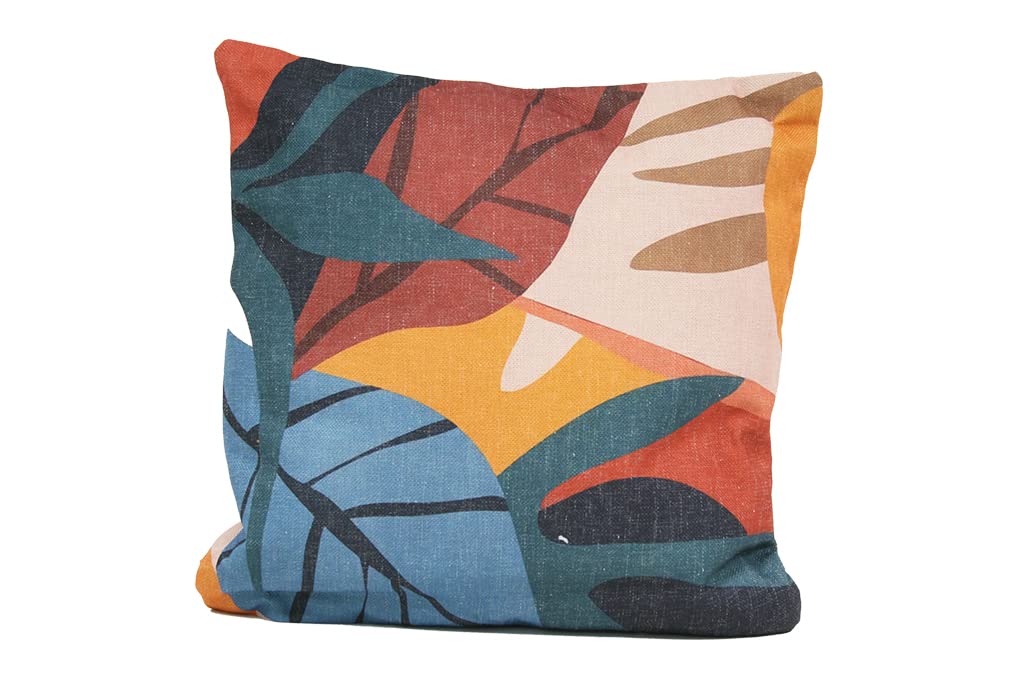 Coussin feuilles Actuel motif vegetal carre 40 cm mince