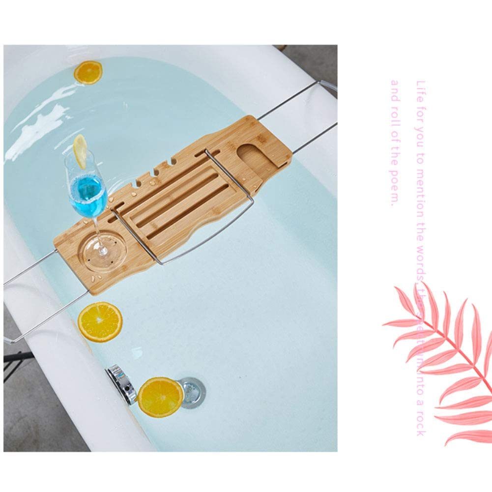 Bandeja de bambú para bañera con agarre antideslizante, con soporte para libros, vino y tableta, estante de lectura para bañera y baño