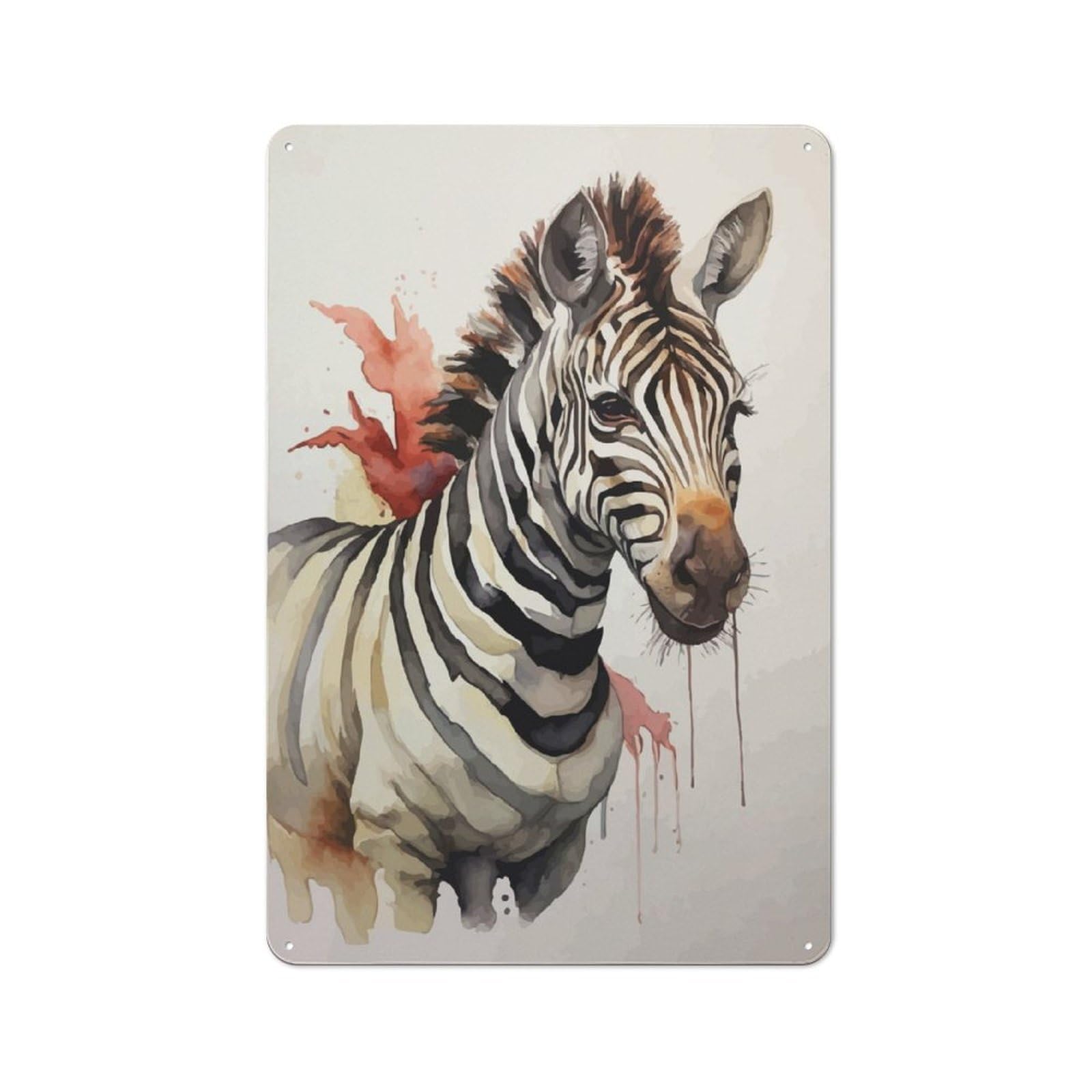 Junmoney Zebra Abstract Watercolor For Lounge Or Reading Corner, Vintage Metal Sign 30X20cm, For Cooler-Season Styling In Lounge And Reading Corner
