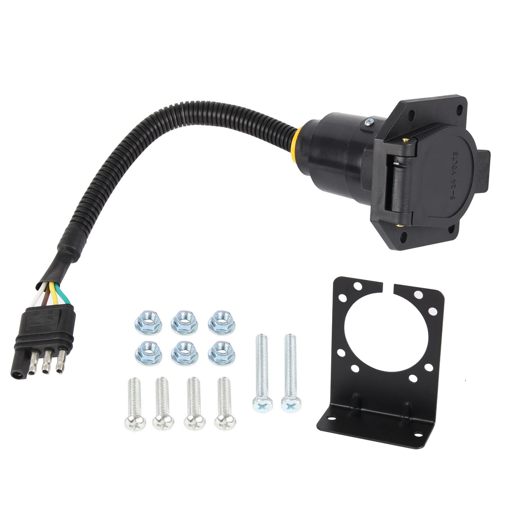 Buy Newparts 4Way Flat to 7Way Round Blade Trailer Adapter Wiring