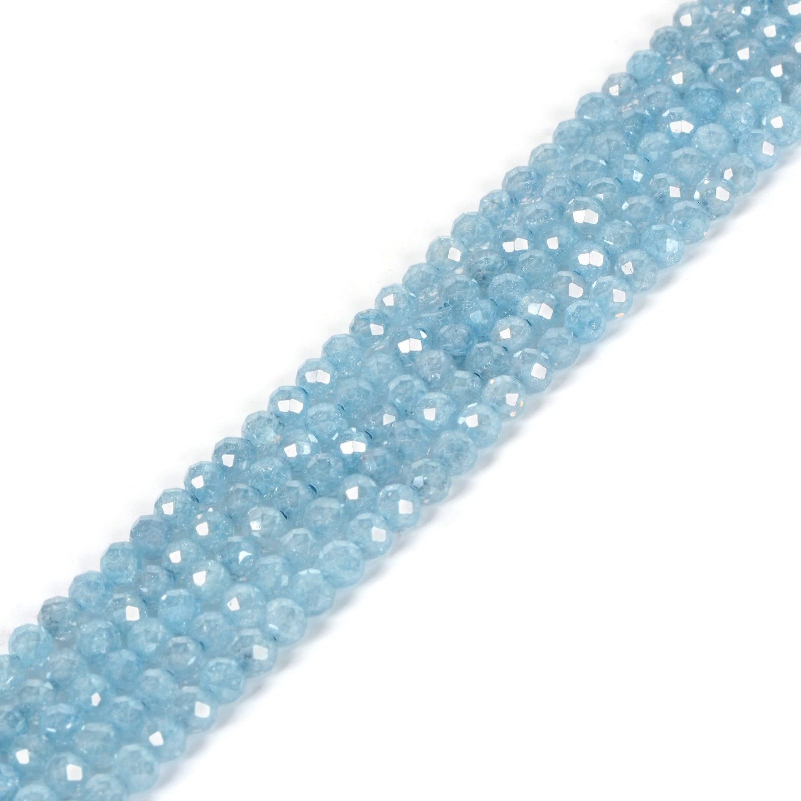 3mm Aqua Blue Crackle Zircon Faceted Gemstone Round Loose Beads Strand 15.5-16" DIY Jewelry Making