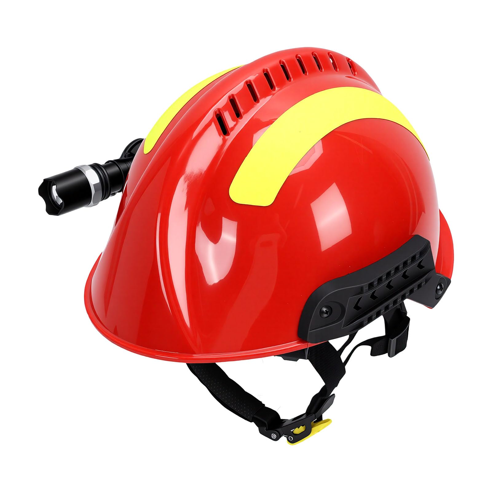 Luocute Casco de Seguridad de Rescate con Faro Desmontable, para Sitio de Construcción, Casco de Emergencia para Bomberos, Resistencia Al Impacto y Al Fuego, Tiras Reflectantes