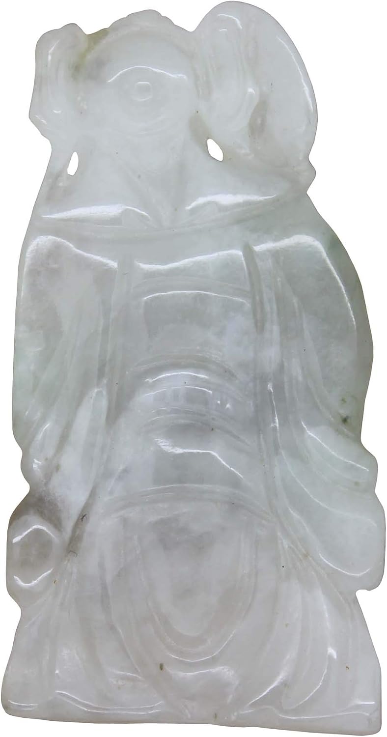 Light Green Jade Pendant with Standing General Guan, Kwan Kong Figure n521S