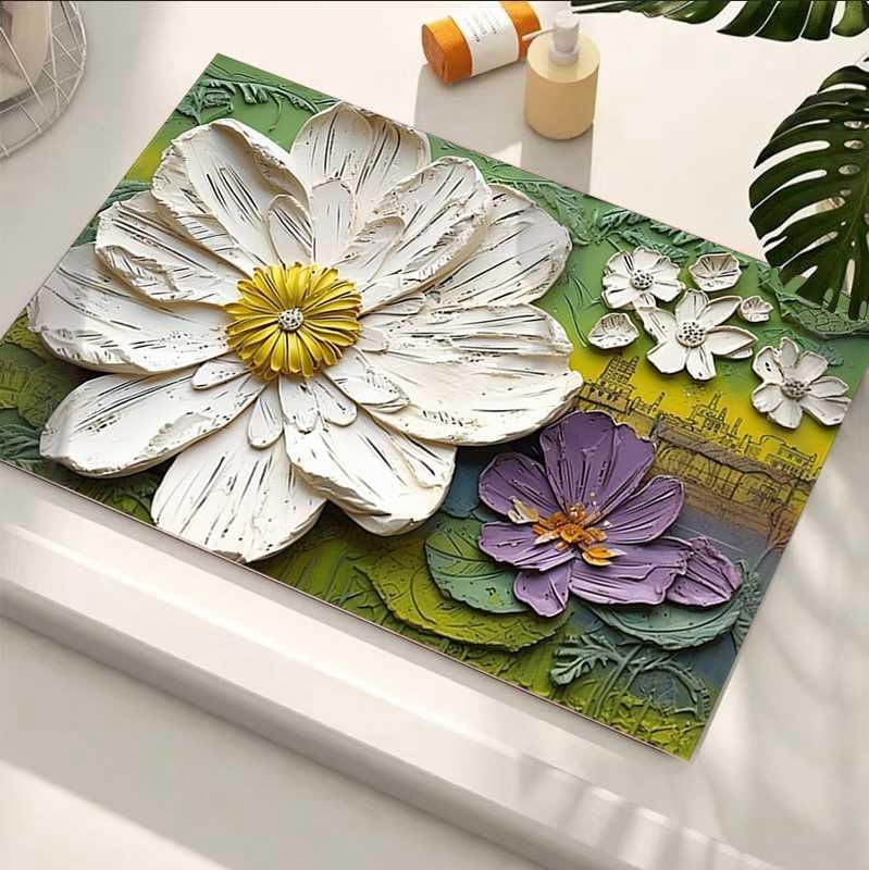 Image of Blairmore Bathroom Mat, Door mat, Rubber Non-Slip Quick Dry Rugs Fit Under Door Super Absorbent Thin Fashion Washable Oval Floor Bath Mat for Bathroom, Bathtub,Shower and Sink (Greenvely | 3
