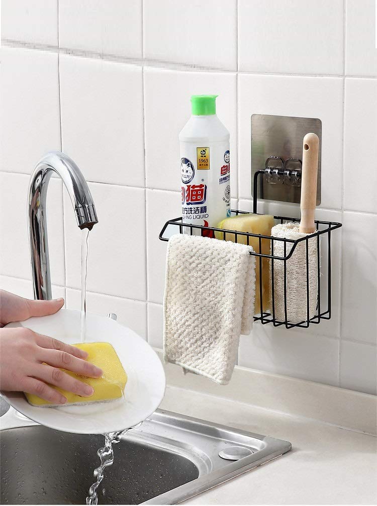 Zinley New Stainless Steel Wall Hanging Bathroom Shower Caddy Basket Shelf for Bathroom Sink Sponge Holder, Shampoo, Conditioner, Liquid and Toothbrush Holder with Kitchen Towel Rack Stand