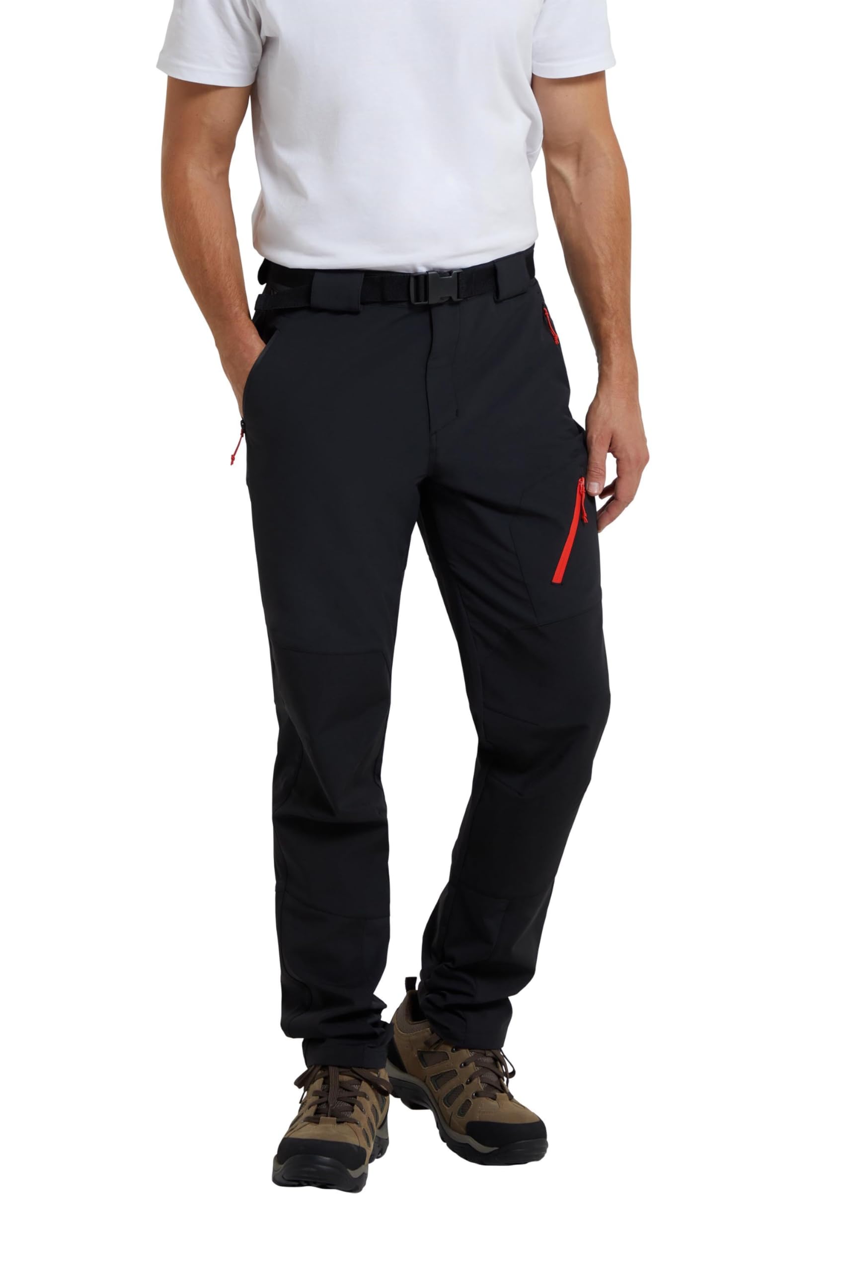Mountain Warehouse Men's Black (Short Length) Trekking Trousers - Hiking Pants, Water Resistant, 4-Way-Stretch, Reinforced Fabric, Upf 50+ - Best For Camping, Outdoors Black W38 Size 38