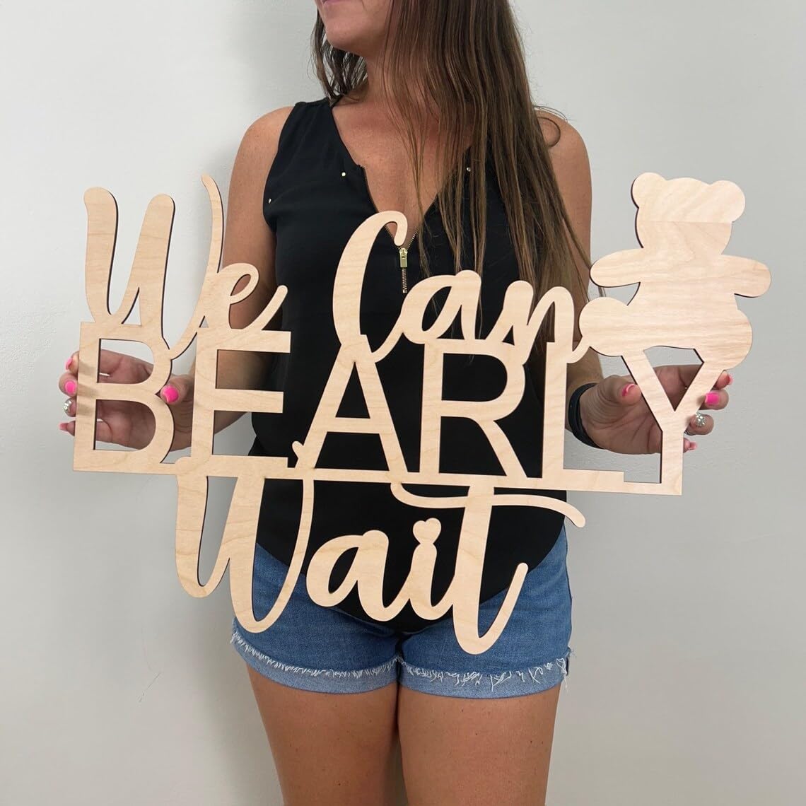 We Can Bearly Wait Wood Sign for backdrop,Bear Themed Party Decorations for Baby Shower Decorations,Gender Reveal Party Supplies