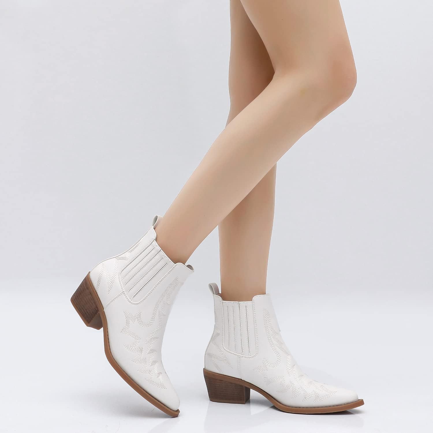 GLOBALWIN Cowboy Boots For Women Pointed Toe Pull On Chelsea Ankle Booties The Western Cowgirl Boots