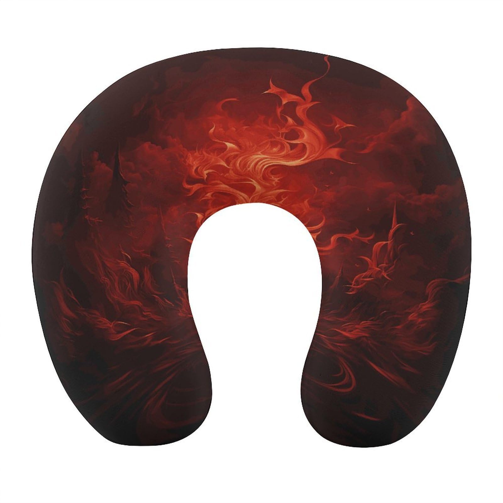 FekiLoot Red Flame Travel Pillow U Shaped Neck Pillow Comfortable Memory Foam Pillow Portable Soft Headrest Lightweight Neck and Head Support for Planes Trains Self-Driving Cars