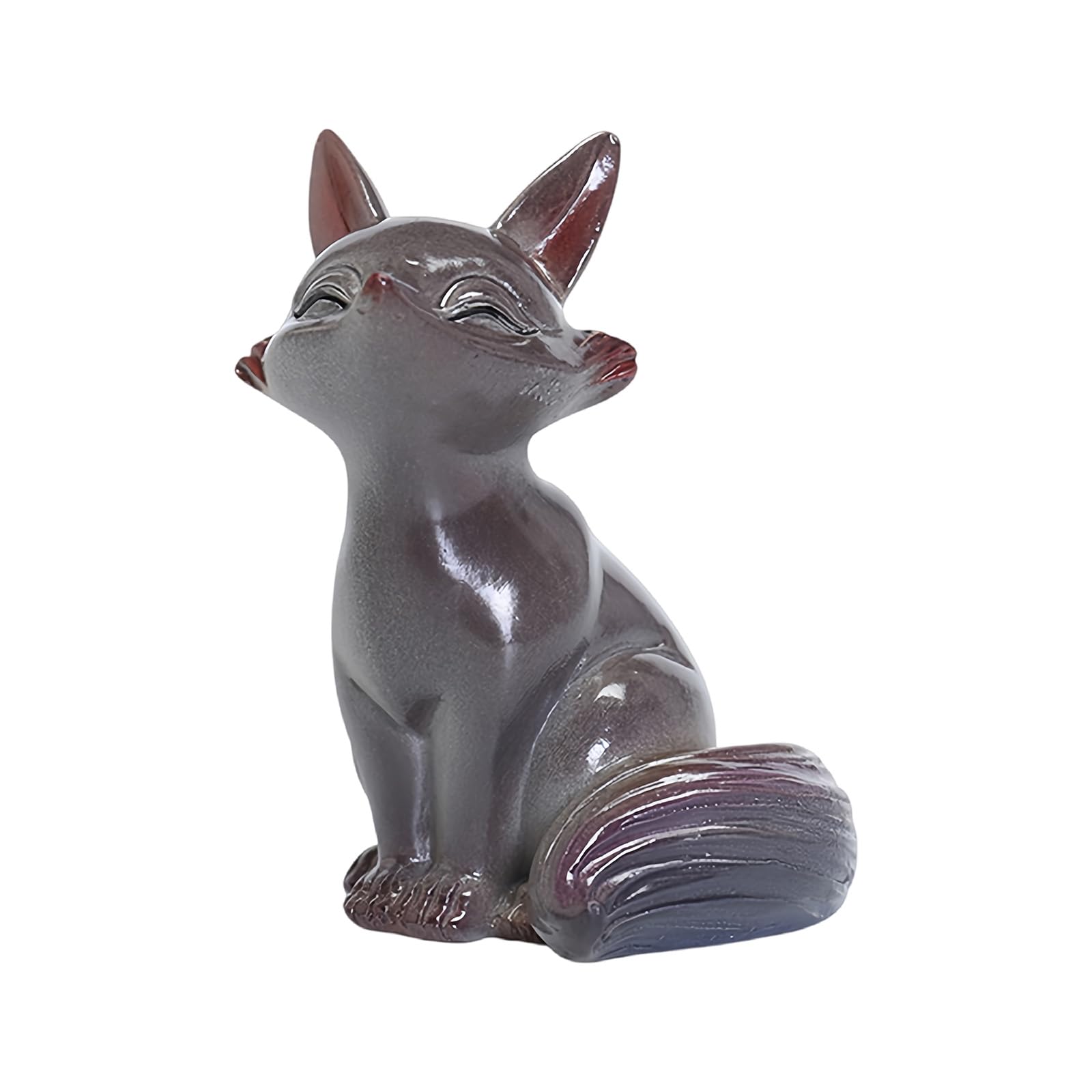 Elnwnnkc Color Changing Foxes Teas Pet Sculpture Temperature Sensitive Resin Decors Teas Ceremony Accessory for Table Gift Color Changing Foxes Pet Figurine