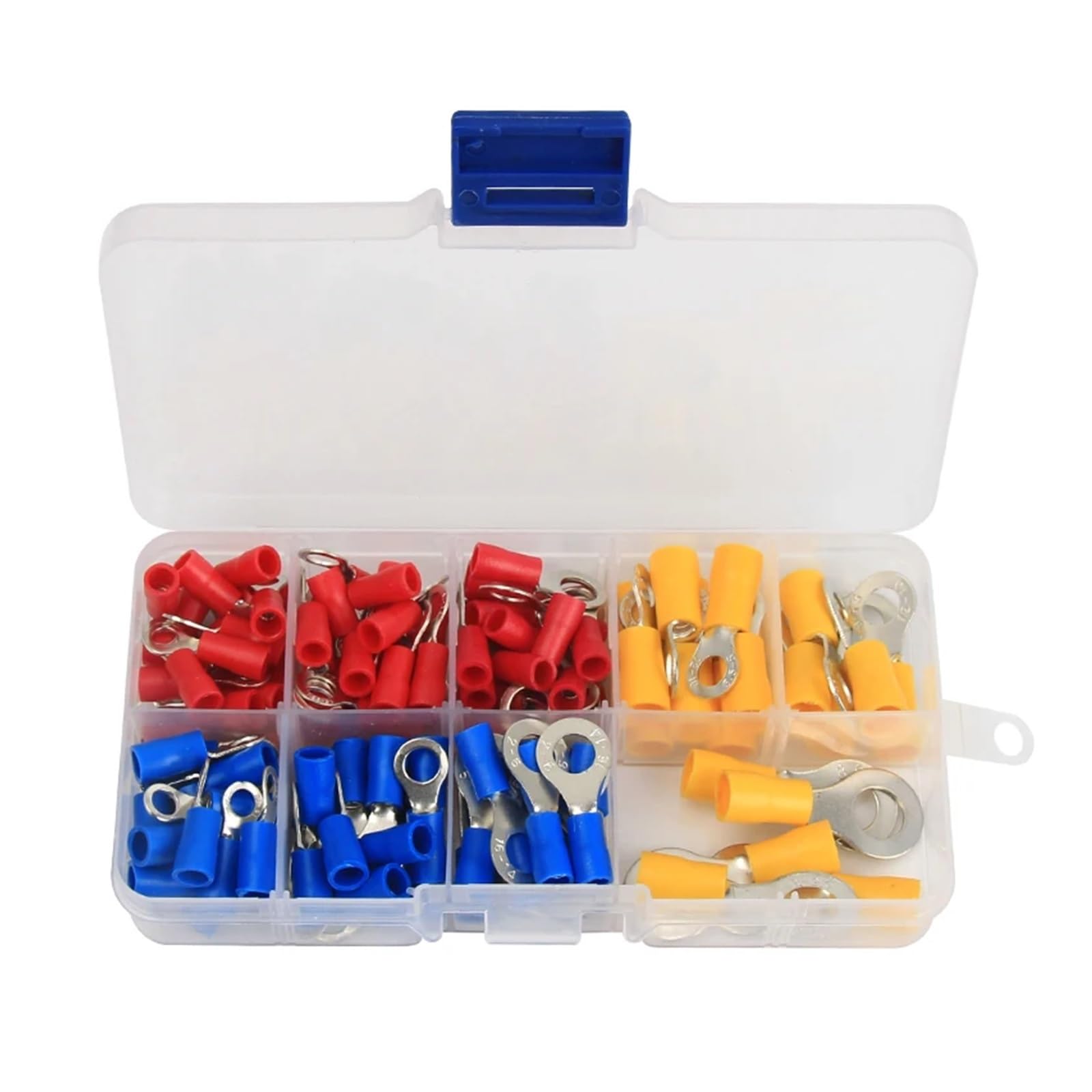 REIUAFWYGV 128Pcs RV1.25/RV2/RV5.5 Insulated Ring Terminal Crimp Connector Kit Set Ring Cable Wire Connectors Cord Pin End Butt Terminals