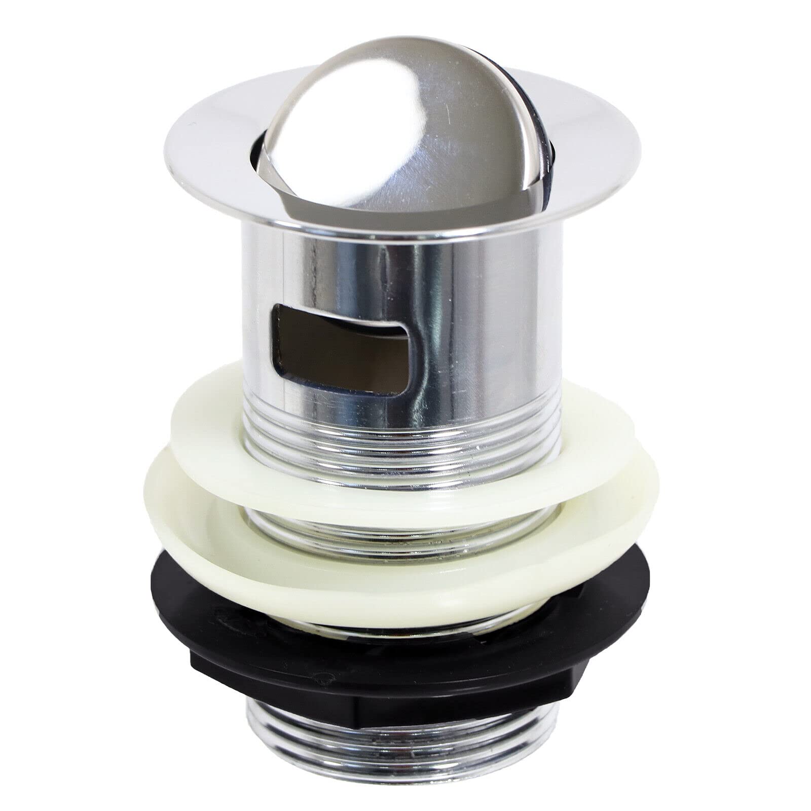 Spares2go Silver Chrome Slotted Sink Basin Bathroom Kitchen Waste Flip Plug (1 1/4")