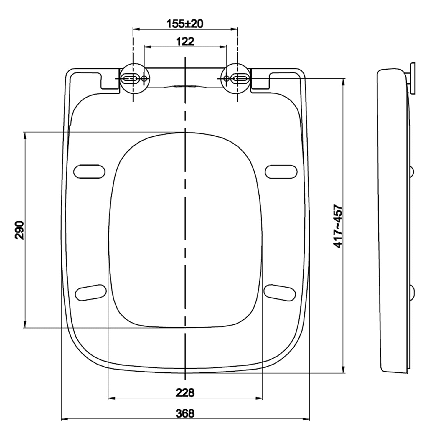 Dombach® Lamera Abattant WC avec Frein de Chute (Forme carrée, Blanc) - Premium Lunette WC Antibactérien - Lunette de Toilette Clipsable, Amortie, Duroplast - Abattant Toilette, Cuvette WC