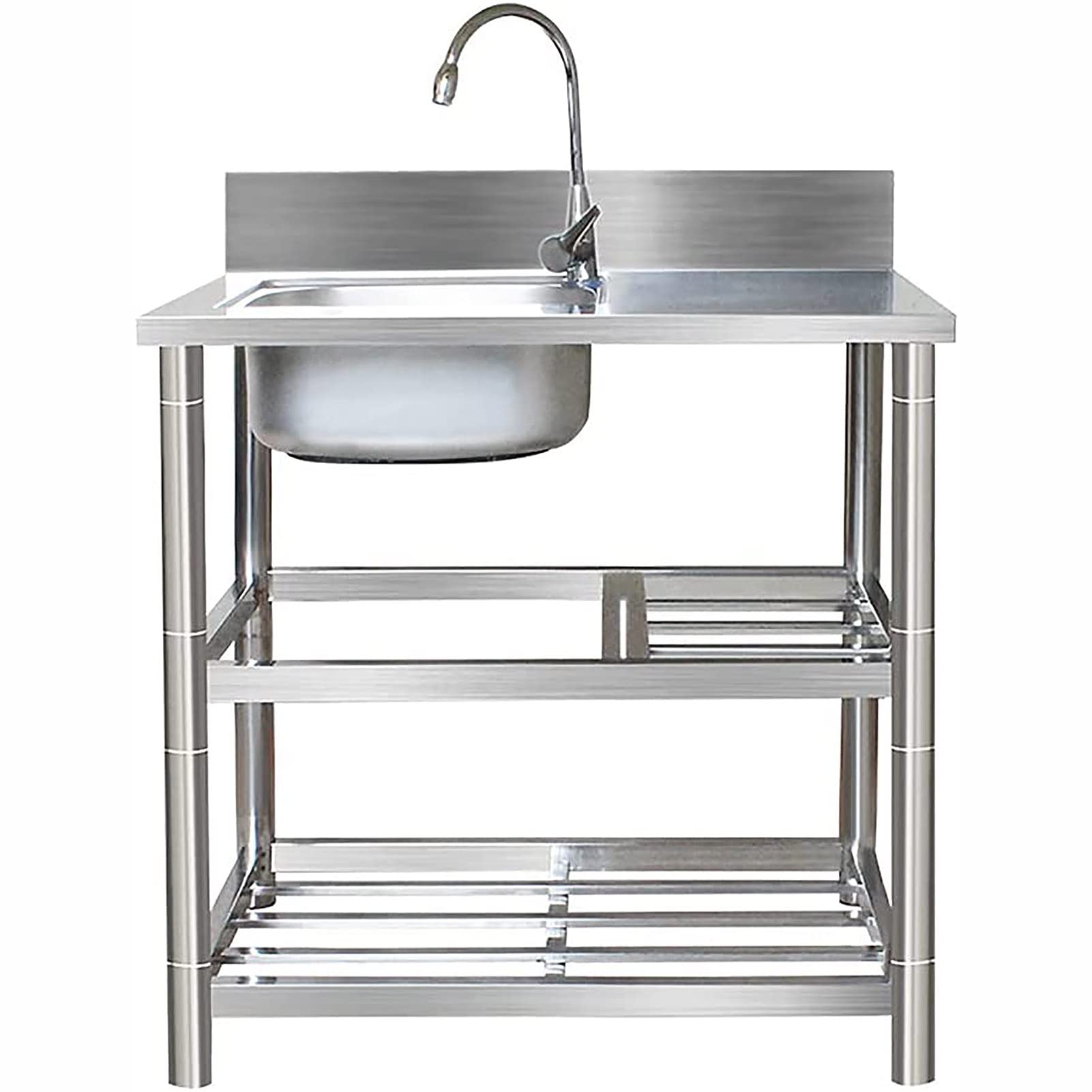 Évier de salle à manger en inox 120cm avec meuble de rangement à 3 niveaux