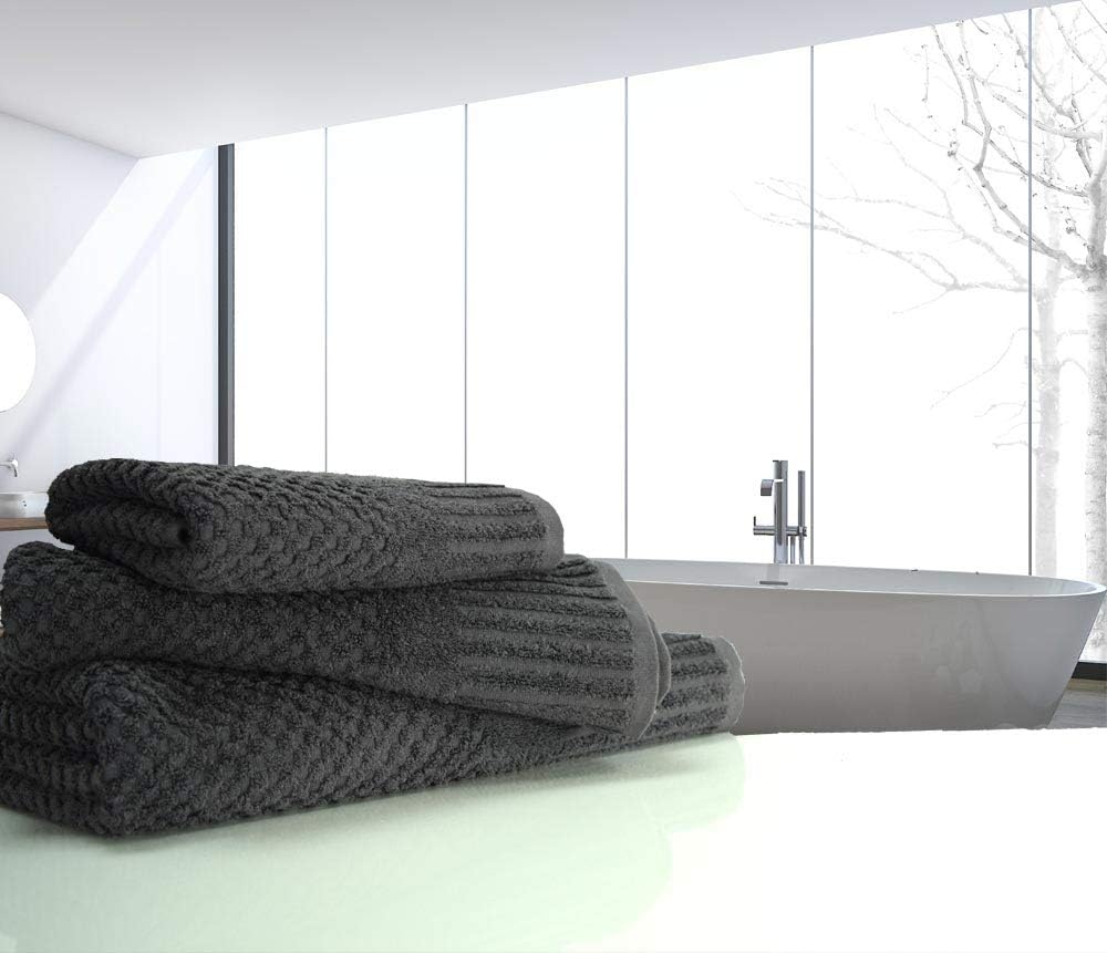 Luxury linenHall Spa, Quick Dry 450gsm, Waffle Bath Towel In Charcoal