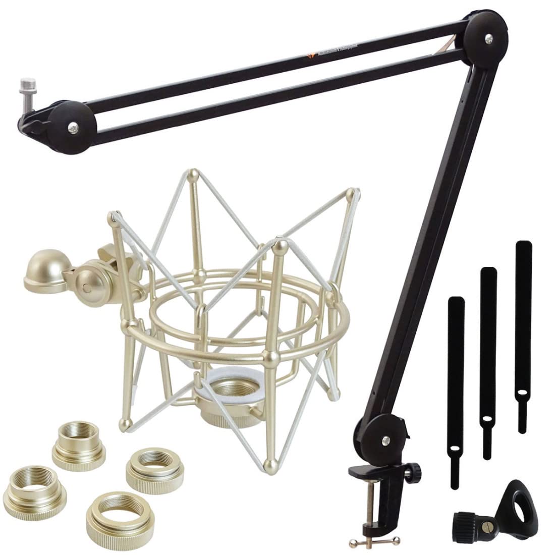 keepdrum MS138 BK Mikrofonarm-Stativ + MS090 Mikrofon-Spinne Shock Mount