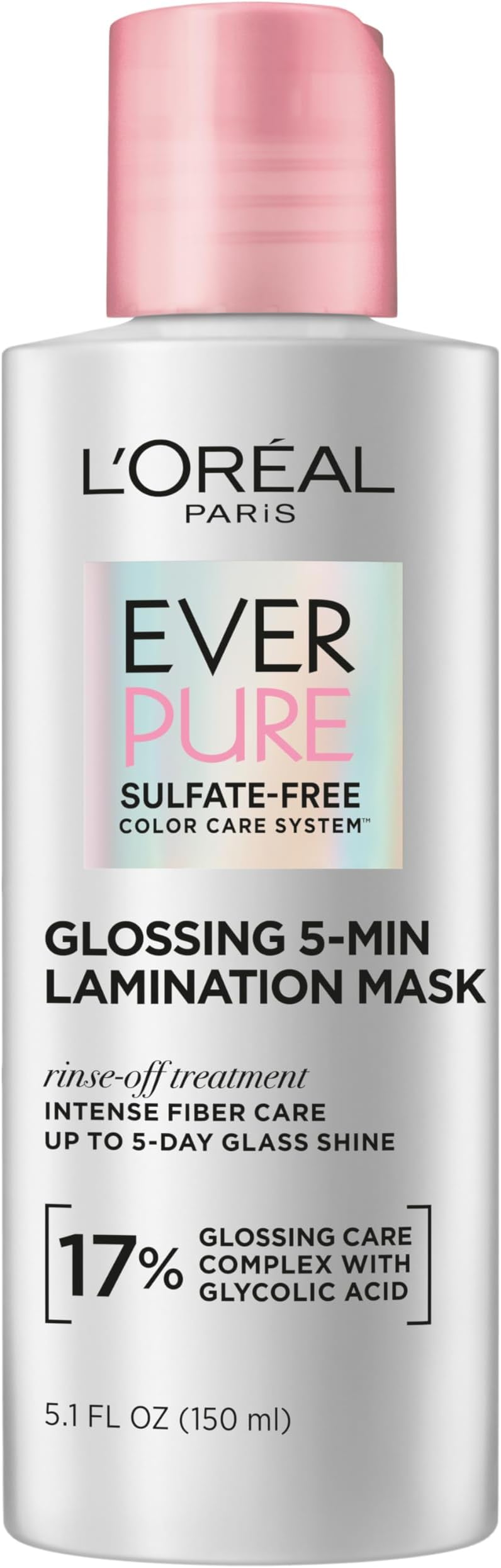 Glossing Lamination Hair Mask with Glycolic Acid, Hair Treatment for Lasting Shine and Smoothness for Dull, Dry Hair, EverPure, 5.1 Fl Oz