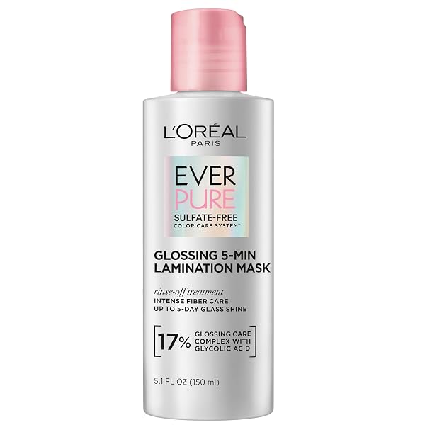 LOreal Paris Glossing Lamination Hair Mask with Glycolic Acid, Hair Treatment for Lasting Shine and Smoothness for Dull,