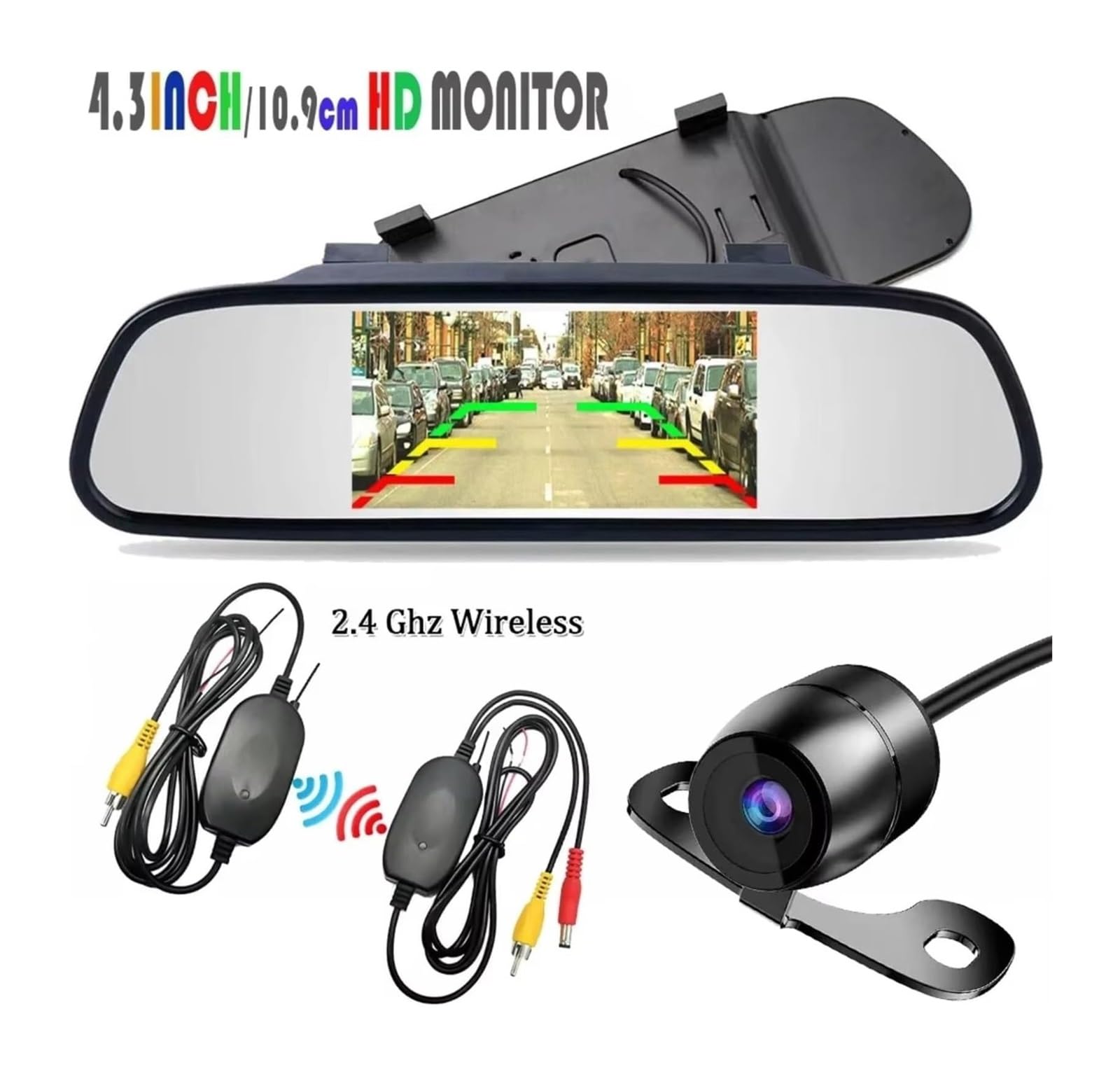 Cámara De Marcha Atrás Inalámbrica Monitor Espejo Estacionamiento Vehículos HD Visión Trasera 4,3 Pulgadas Cámara de Respaldo(XC-BF)