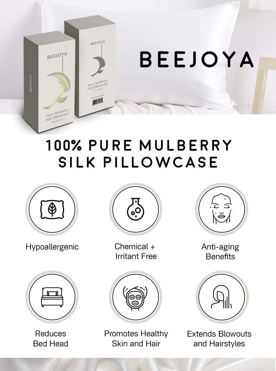 Natural Silk Pillowcase, 22 Momme, 100% Mulberry Silk, Queen Size with Envelope Closure. Helps Prevent Bed Head, Wrinkles, and Dry Skin. (Standard/Queen, Midnight Navy)