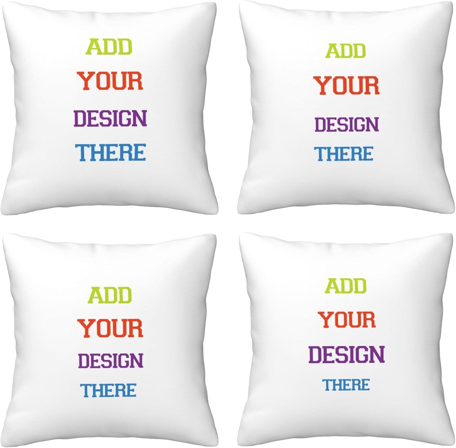 Custom Pillow Case 18*18 In with Picture Text Customized Photo Pillowcase,Personalized Throw Pillow Cover for Couple Kid Adult Family Customizable Gifts Birthday Valentine's Day Christmas 4pcs
