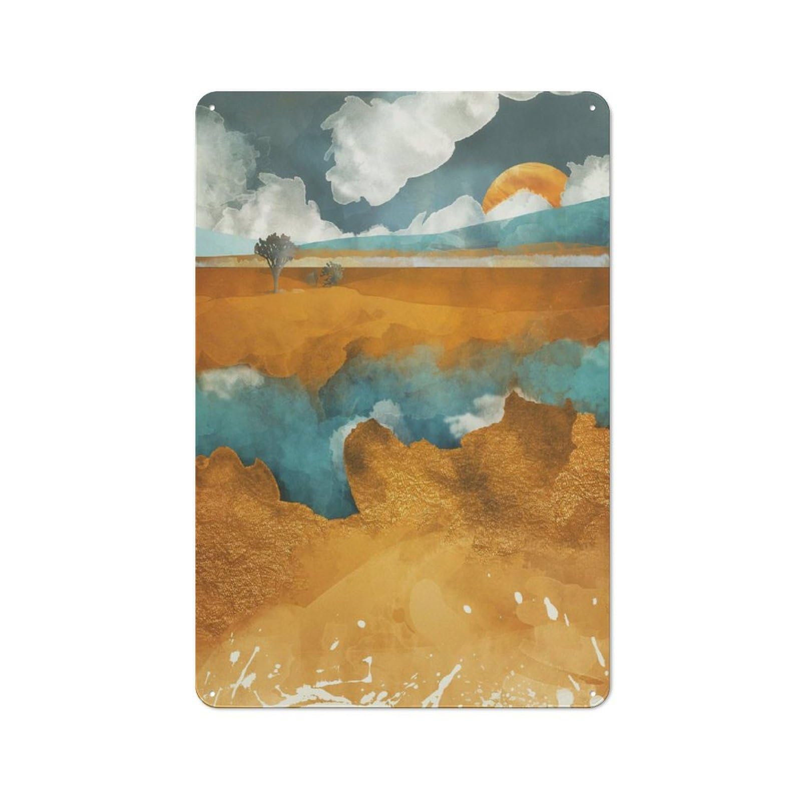 Junmoney Style Desert River Retro Tin Wall Plaque 30X20cm For Guest Room Or Hallway, For Vintage Wall Decor Fans, For Themed Room Decoration