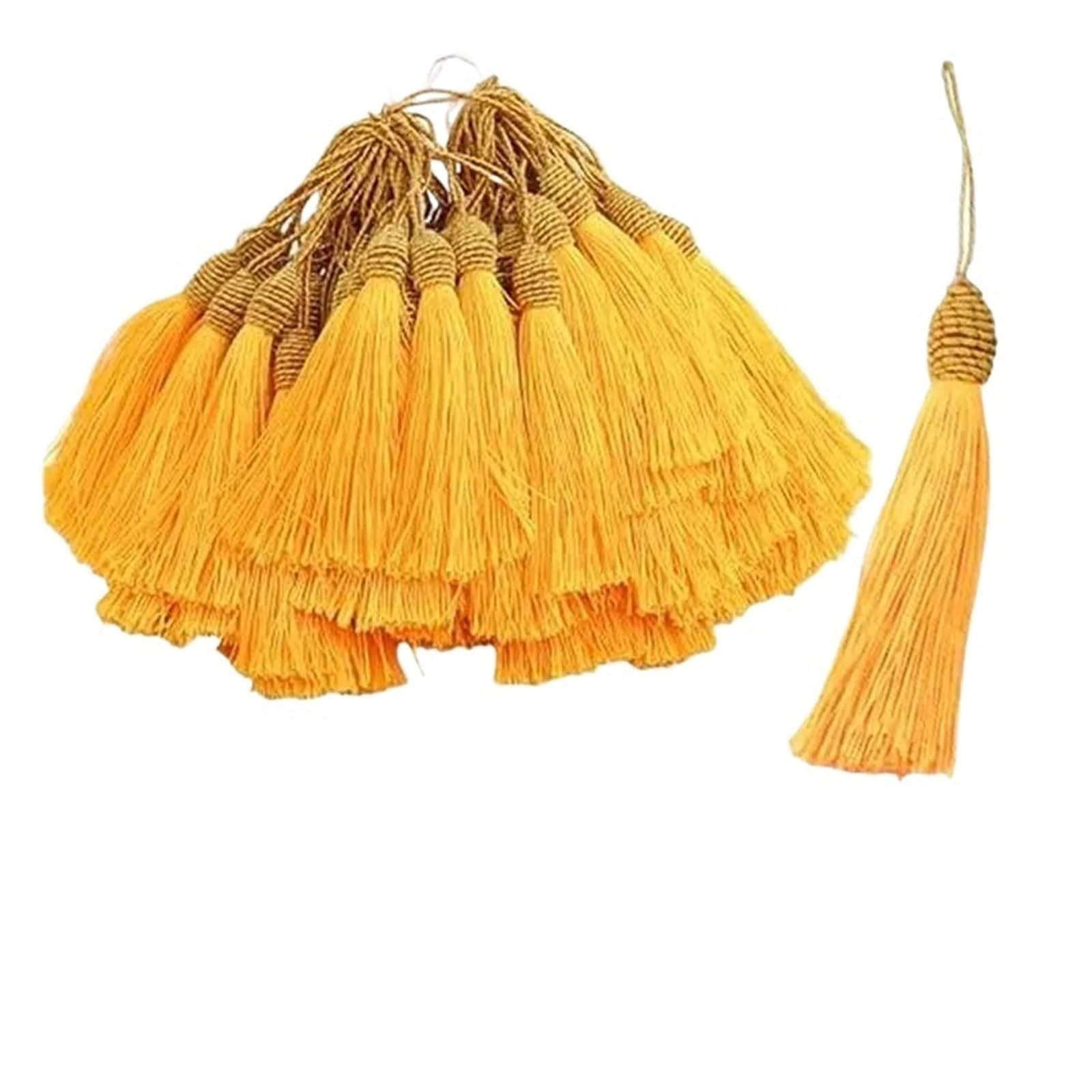 Handmade Craft Tassels, Tassels Decoration 15cm Silky Floss Bookmark with Cord Loop Making DIY Craft Accessory(Gold-yellow,20Pcs)