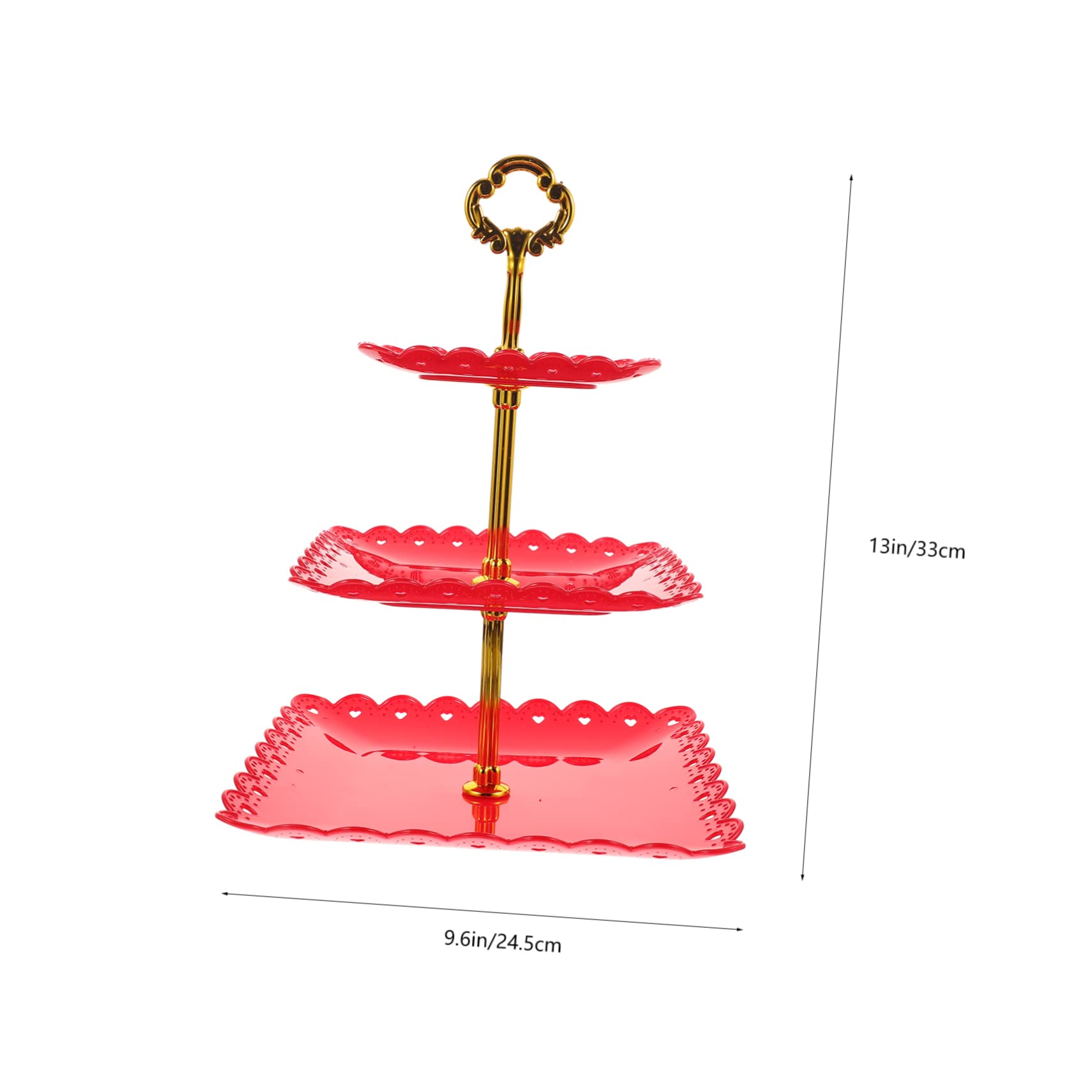 OFFSCH Dessert Wedding Cake Stand 3 Tier Cupcake Holder 3 Tier Serving Tray Snacks Serving Plates Rustic Cupcake Stand Candy Appetizer Tray Cupcake Abs Red re-usable